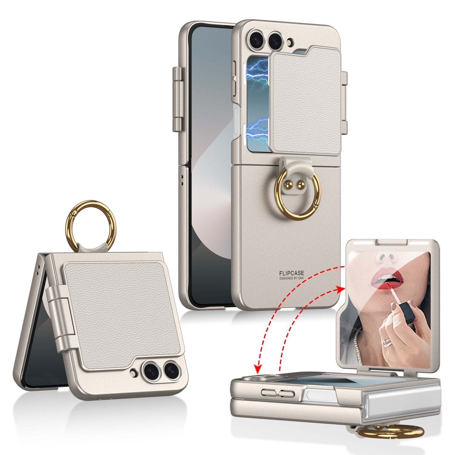 Makeup Mirror Ring Holder Ultra-Thin Hard PC Samsung Galaxy Z Flip Case