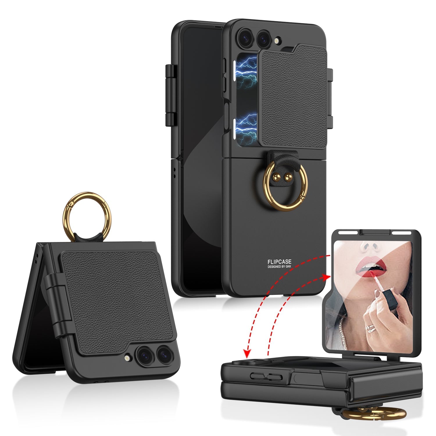 Makeup Mirror Ring Holder Ultra-Thin Hard PC Samsung Galaxy Z Flip Case