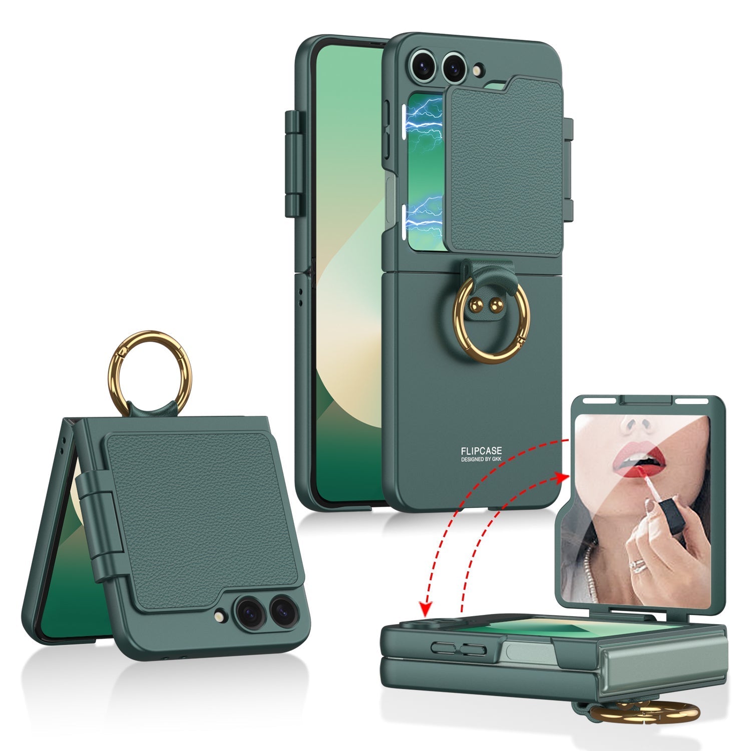 Makeup Mirror Ring Holder Ultra-Thin Hard PC Samsung Galaxy Z Flip Case